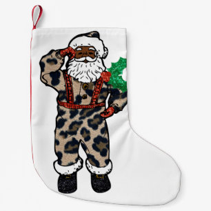 Meia De Natal Pequena meia-noite de leopardo africano santa