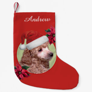 Meia De Natal Pequena Meia personalizada do cão de caniche do Natal