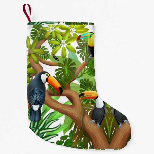 Meia De Natal Pequena Meia tropical do Natal de Toucan (Frente)