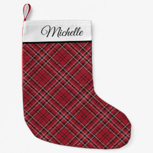 Meia De Natal Pequena Meia vermelha do Natal da xadrez