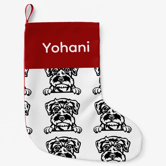 Meia De Natal Pequena Meias de cães Schnauzer Meias personalizadas - Col (Frente)