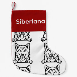 Meia De Natal Pequena Meias de cães Siberianos Husky Personalizadas - Pu