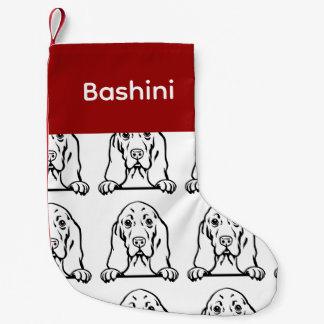 Meia De Natal Pequena Meias de cão de Cão de Caça Basset Personalizadas