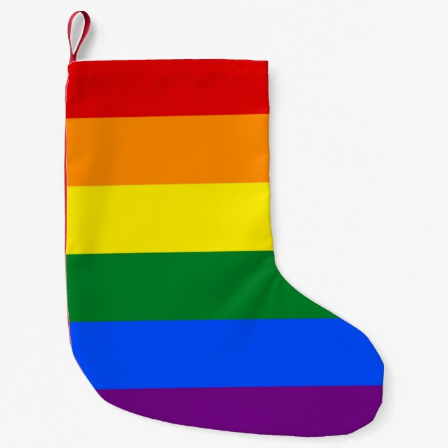 Meia De Natal Pequena Meias de Natal com Bandeira Arco-Íris de LGBT (Frente)