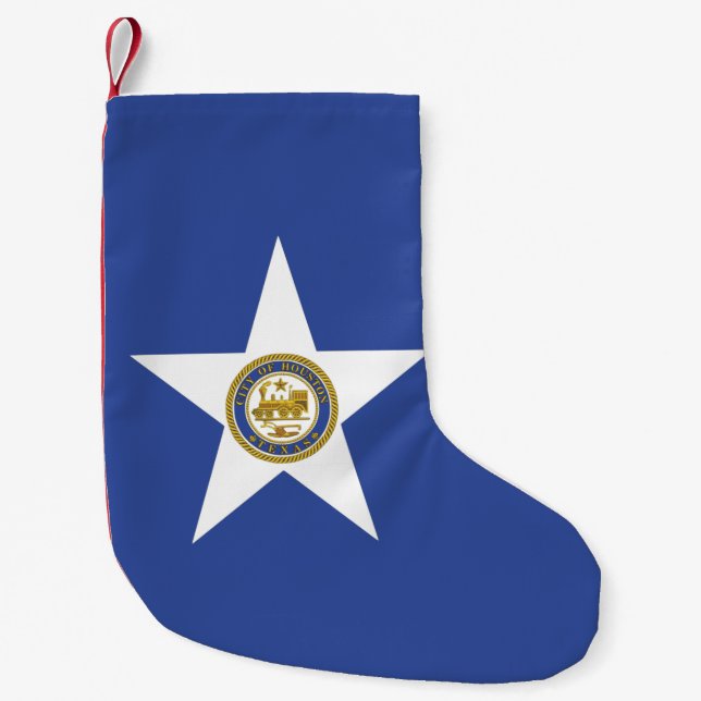 Meia De Natal Pequena Meias de Natal com Bandeira de Houston (Frente)