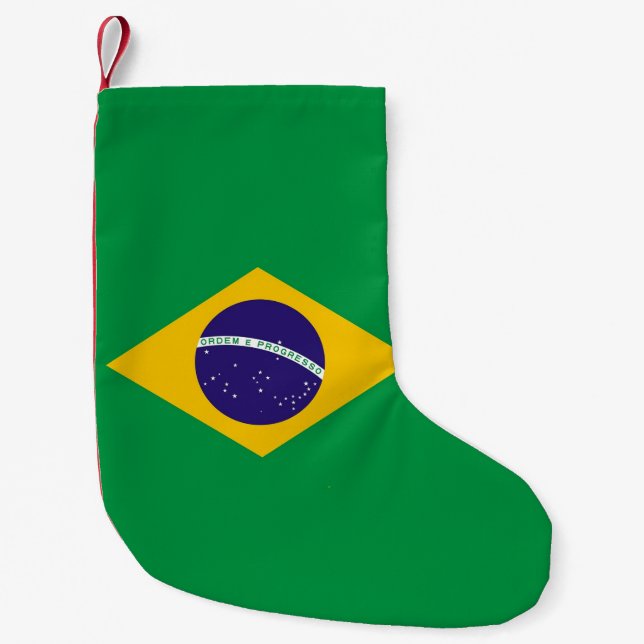 Meia De Natal Pequena Meias de Natal com Bandeira do Brasil (Frente)