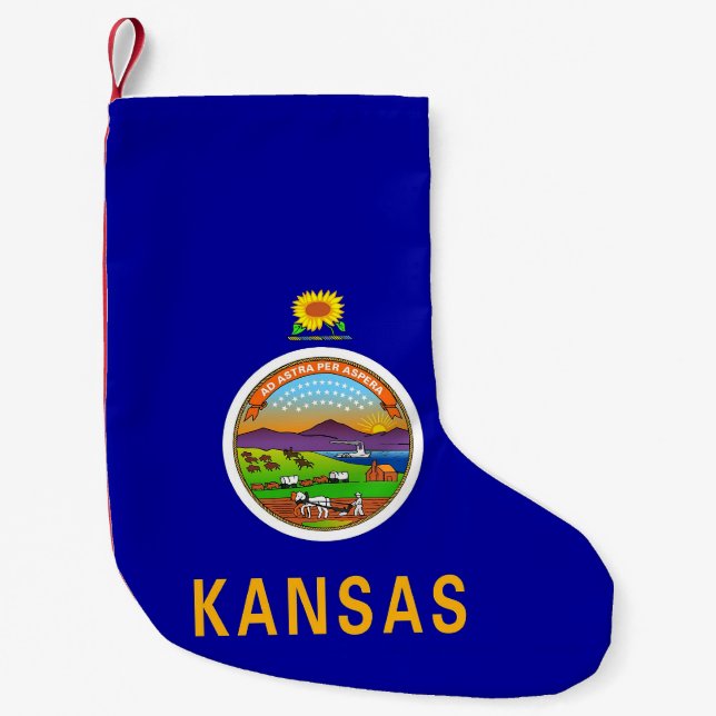 Meia De Natal Pequena Meias de Natal com Bandeira do Kansas, EUA (Frente)
