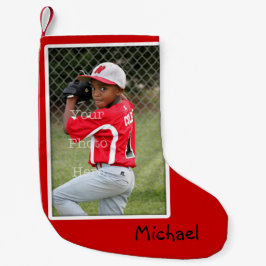 Meia De Natal Pequena Meias de Natal Vermelhas Personalizadas com Foto d
