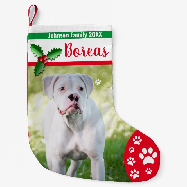 Meia De Natal Pequena Meias do Natal do cão - família personalizada (Frente)