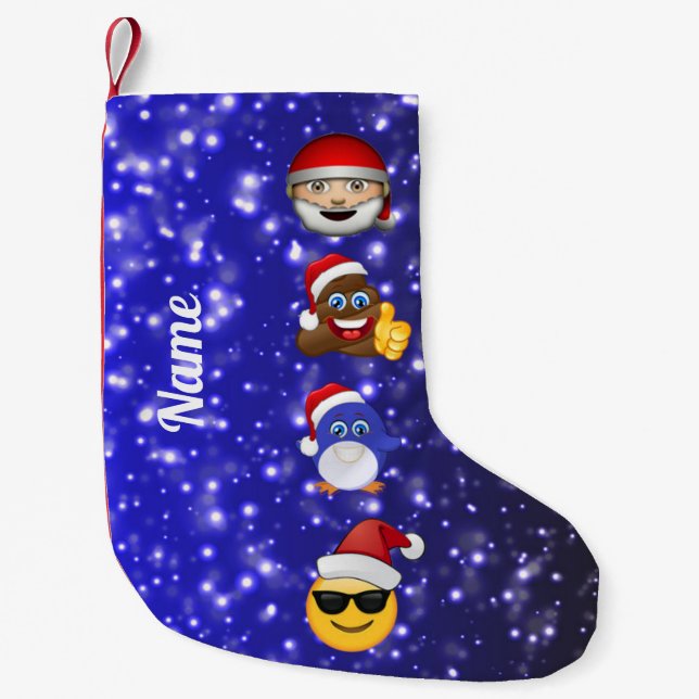 Meia De Natal Pequena Meias festivas de Emoji do Natal (Frente)