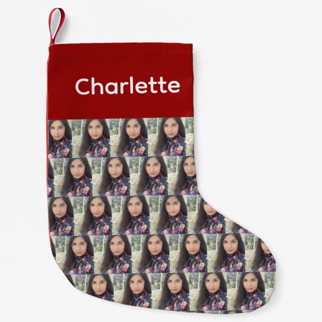 Meia De Natal Pequena Meias Personalizadas de Rosto - Sock Fotográfico P (Frente)