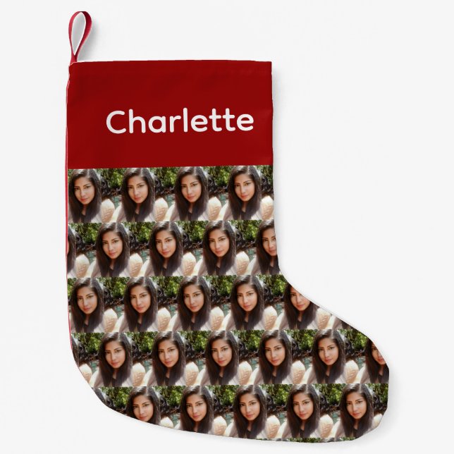 Meia De Natal Pequena Meias Personalizadas de Rosto - Sock Fotográfico P (Frente)