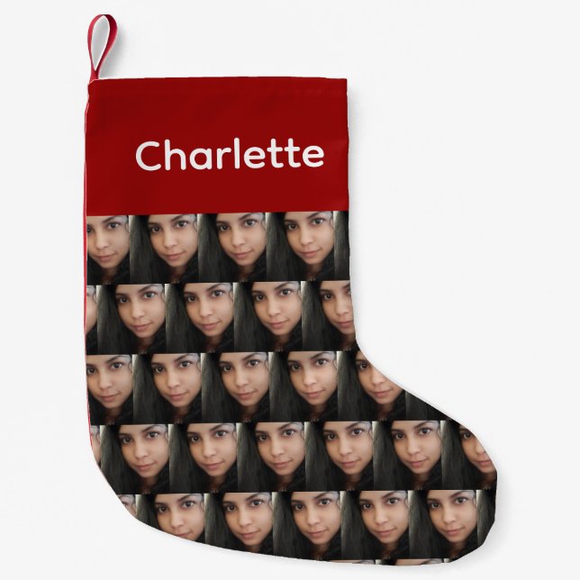 Meia De Natal Pequena Meias Personalizadas de Rosto - Sock Fotográfico P (Frente)