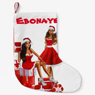 Meia De Natal Pequena Melanina Personalizada Personalizada Preta Natal