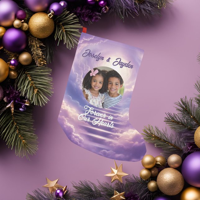 Meia De Natal Pequena Memorial Celestial (Beautiful purple memorial holiday stocking)