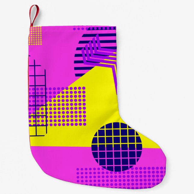 Meia De Natal Pequena Memphis seamless pattern, geometric shapes in the  (Frente)