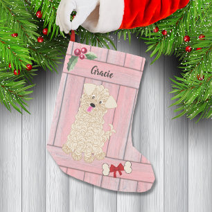 Meia De Natal Pequena Menina Bonita Maltipoo, Macrolínea, Mereira de Ma