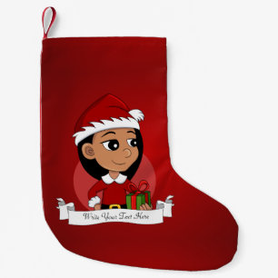 Meia De Natal Pequena Menina hispânica bonita com cabelos longos e preto