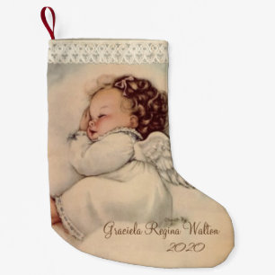 Meia De Natal Pequena Menina Personalizada Garota Guardiã Oração do A
