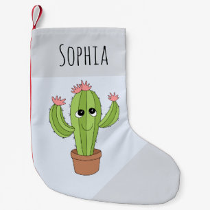Meia De Natal Pequena Meninas Cute Kawaii Cactus Cartoon e Nomes Crianç