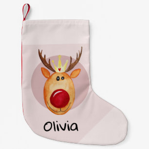 Meia De Natal Pequena Meninas Façam Primeiro Natal, Rudolph Reindeer &