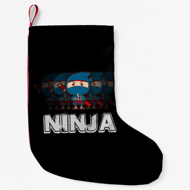 Meia De Natal Pequena Menino de Ninja (Frente)