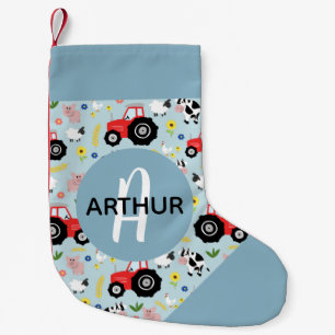 Meia De Natal Pequena Meninos Fechos De Fazenda Azul