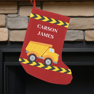 Meia De Natal Pequena Meninos Personalizados Despejam Truck Red Kids