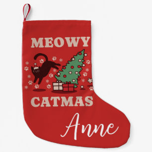 Meia De Natal Pequena Meowy Catmas