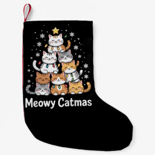 Meia De Natal Pequena Meowy Catmas Gato Árvore de Natal Natal Papai Noel