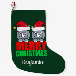 Meia De Natal Pequena Merry Christmas Rhino Cute Custom