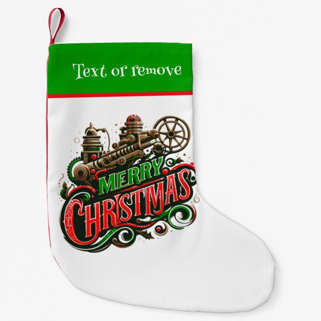 Meia De Natal Pequena Merry Christmas steampunk (Frente)