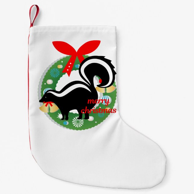 Meia De Natal Pequena merry Natal Skunk stocking (Frente)