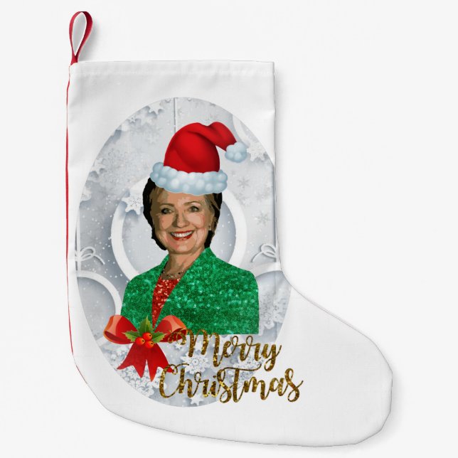 Meia De Natal Pequena merry xmas Hillary clinton stocking (Frente)