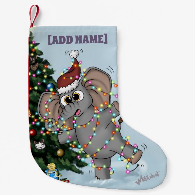 Meia De Natal Pequena Metalfant Wilbur em Bloqueio de Luzes (Frente)