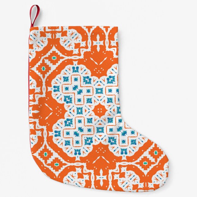 Meia De Natal Pequena Mexicano Talavera: Antiguamente Cerâmica Sem Costu (Frente)