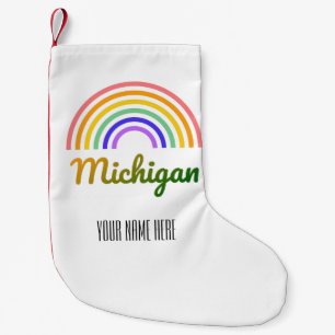 Meia De Natal Pequena Michigan - Retro - Ilustração - Personalizada