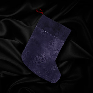 Meia De Natal Pequena Midnight Indigo Romance Satinge Damask