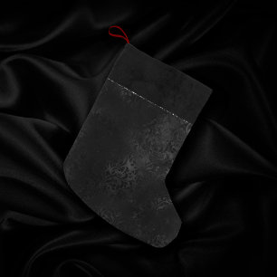 Meia De Natal Pequena Midnight Onyx Romance Black Satinge Damask