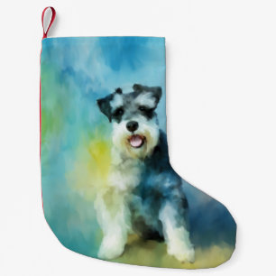 Meia De Natal Pequena Miniatura Schnauzer Cão Cachorro - Pintura de Cura