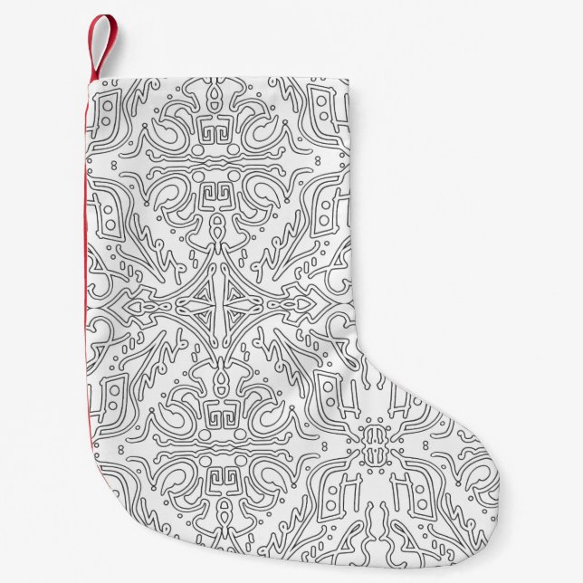 Meia De Natal Pequena Minimalist Grey Floral Pattern (Frente)