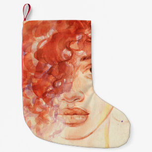 Meia De Natal Pequena Moda Afro-Americana, ilustração com aquarela.