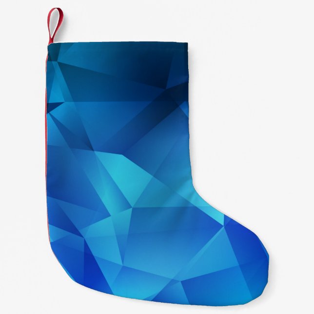 Meia De Natal Pequena Modelo de triângulos de gradiente AZUL claro. Crea (Frente)