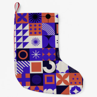 Meia De Natal Pequena Modern Bauhaus: Padrão Geométrico Negrito.