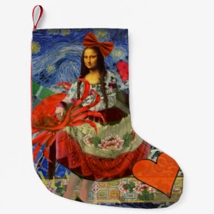 Meia De Natal Pequena Mona Lisa Diversão Zodíaco Caprichoso 