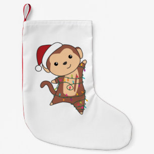 Meia De Natal Pequena Monkey Christmas Snow Winter Animals Monkeys Adult