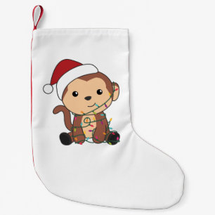 Meia De Natal Pequena Monkey Christmas Snow Winter Animals Monkeys Adult