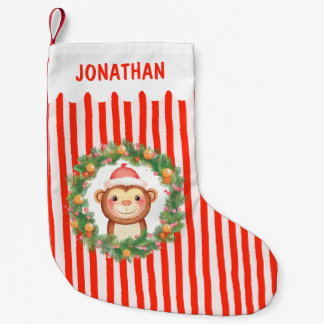 Meia De Natal Pequena Monkey Kids Crianças Fofos Nome Personalizado Meni