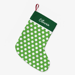 Meia De Natal Pequena Monograma de Pontos de Férias Verdes