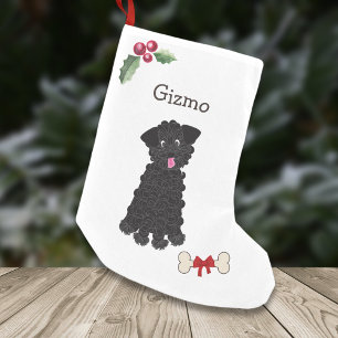 Meia De Natal Pequena Monograma de Poodulídeos de Teacup Preto-Cachorro